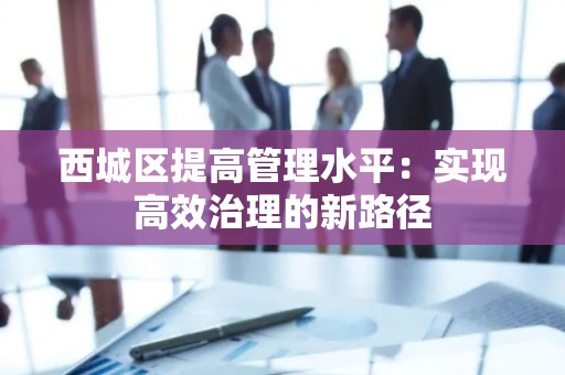 西城区提高管理水平：实现高效治理的新路径
